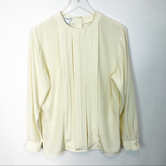 Dior Tops - Christian Dior Cream Vintage Long Sleeve Blouse 8